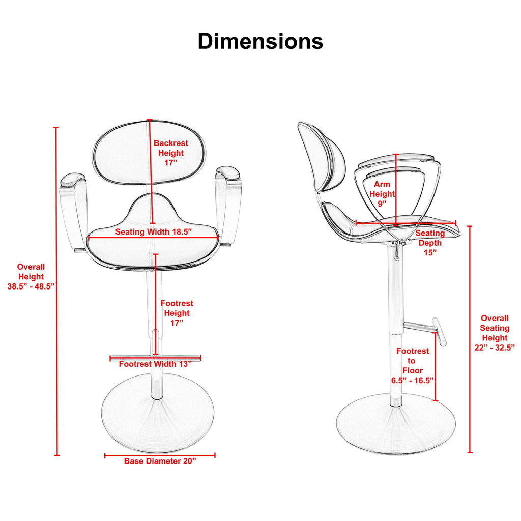 White Adjustable Height Swivel Bar Stool I892