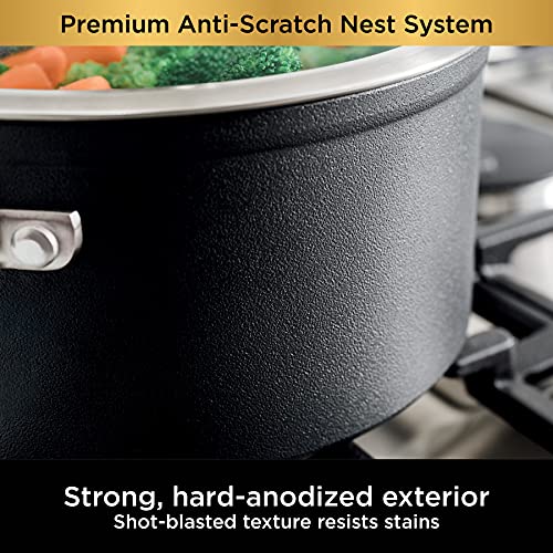 10 Piece Hard Anodized Nonstick Pots & Frying Pans Set with Glass Lids H769