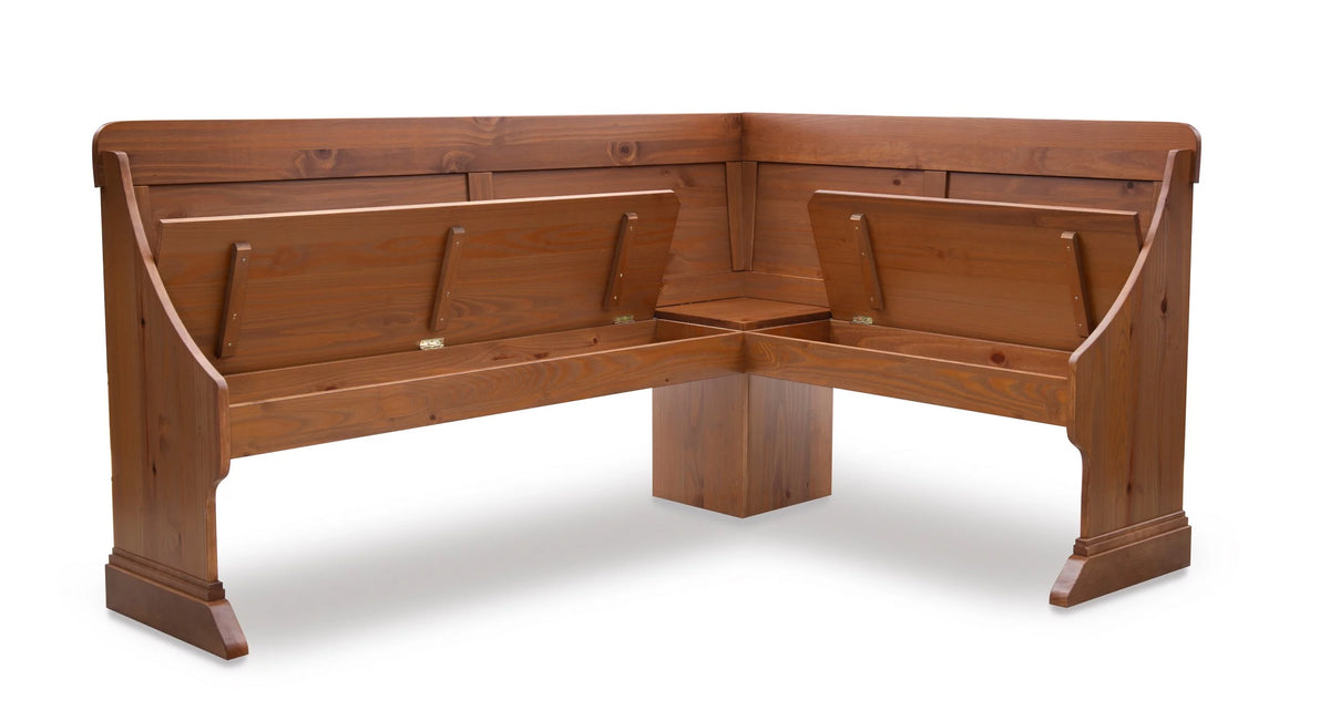 Natural Pine Wood Corner Dining Table with Storage J12749