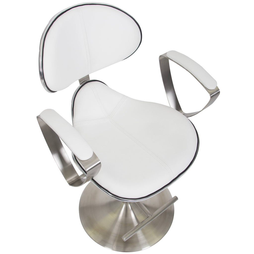 White Adjustable Height Swivel Bar Stool I892