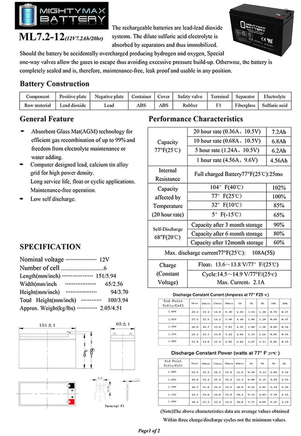 12V 7AH SLA Battery H588