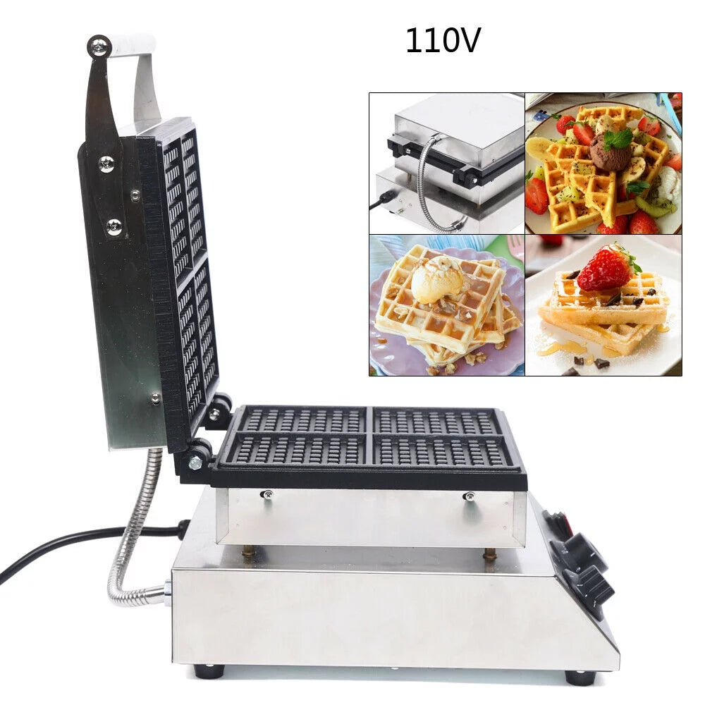 1750W 4Pcs Nonstick Square Stainless Steel Electric Waffle Maker Q12980