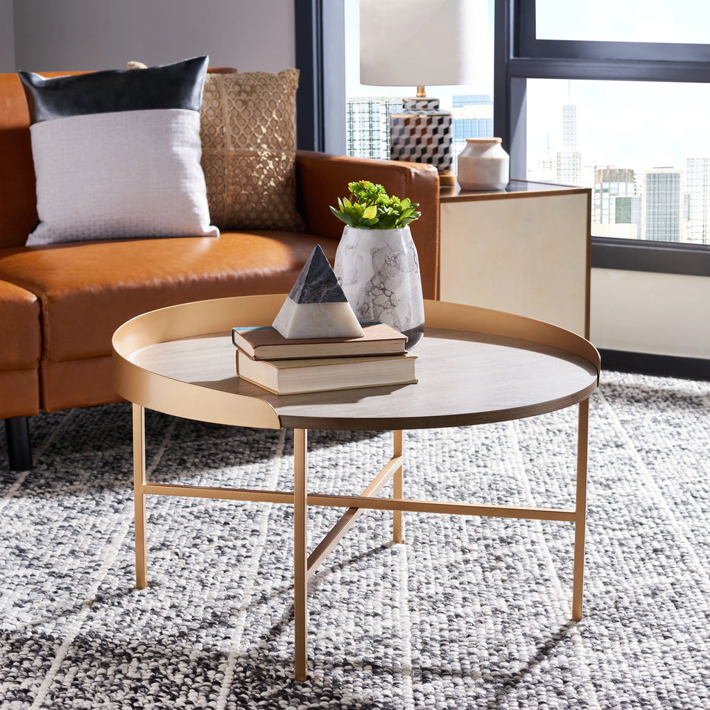 Round Light Grey Oak Coffee Table V3617