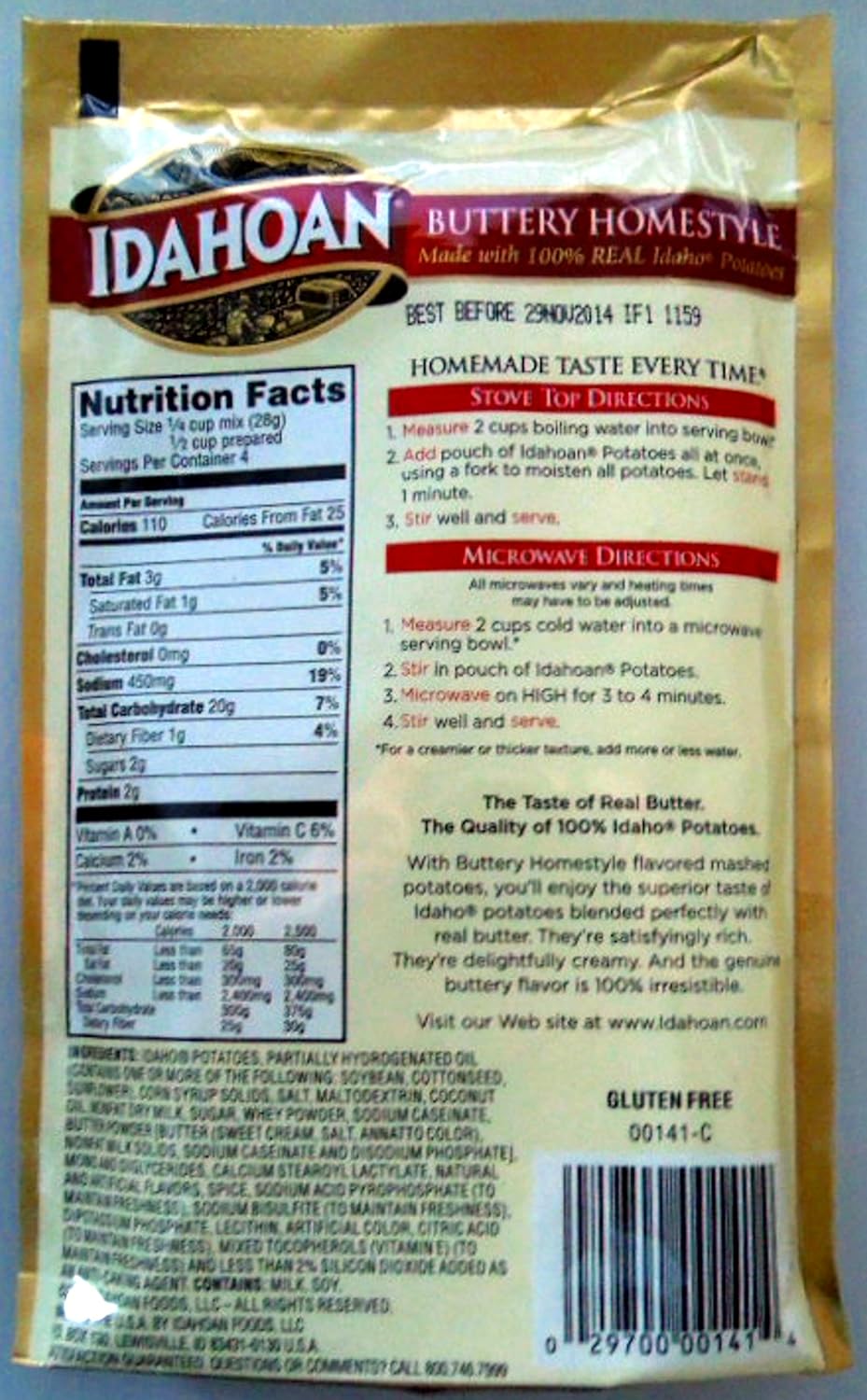 Buttery Homestyle Mashed Potatoes 3 Pack 4 OZ Q23169