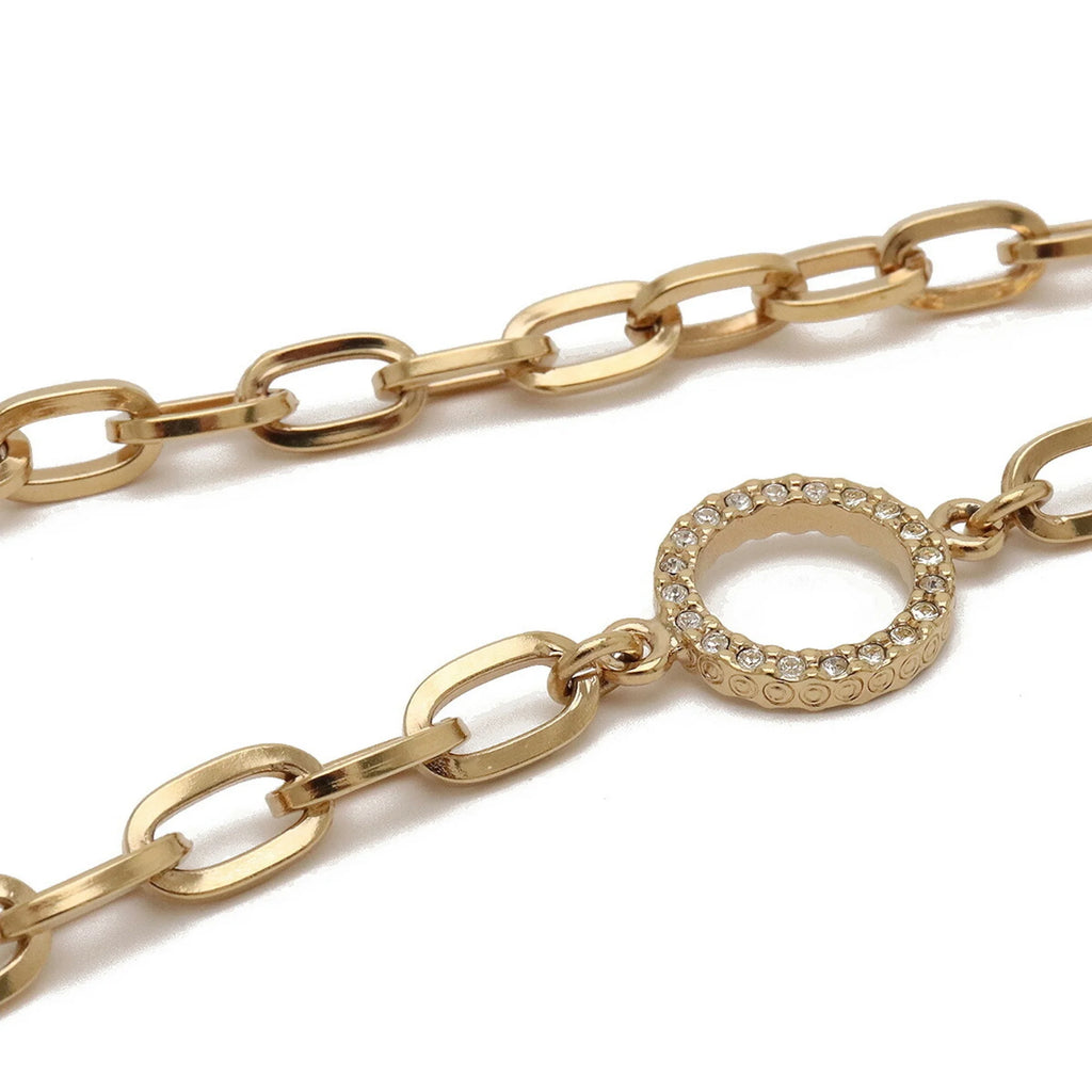 Ivory Gold Rhinestone Chain Necklace Pendant D231