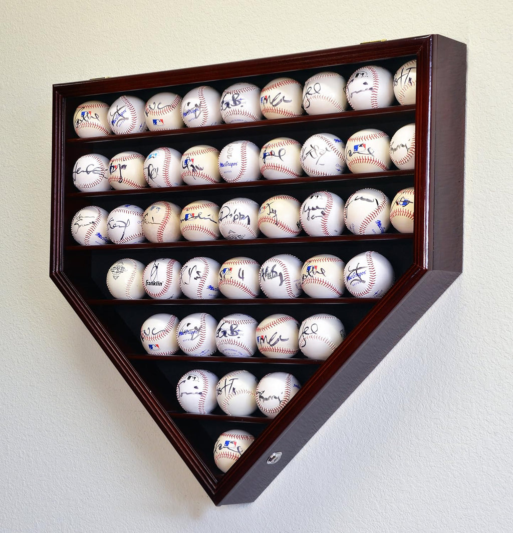 Cherry Baseball Ball Display Case Cabinet Holder Rack L7634