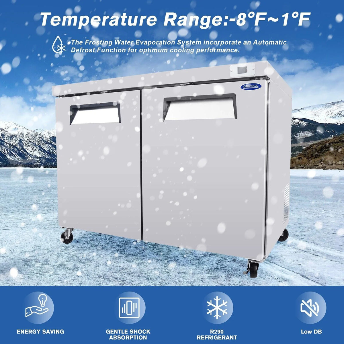 2-Door Stainless Steel Undercounter Work Top Freezer 14.1 Cu.Ft T2461