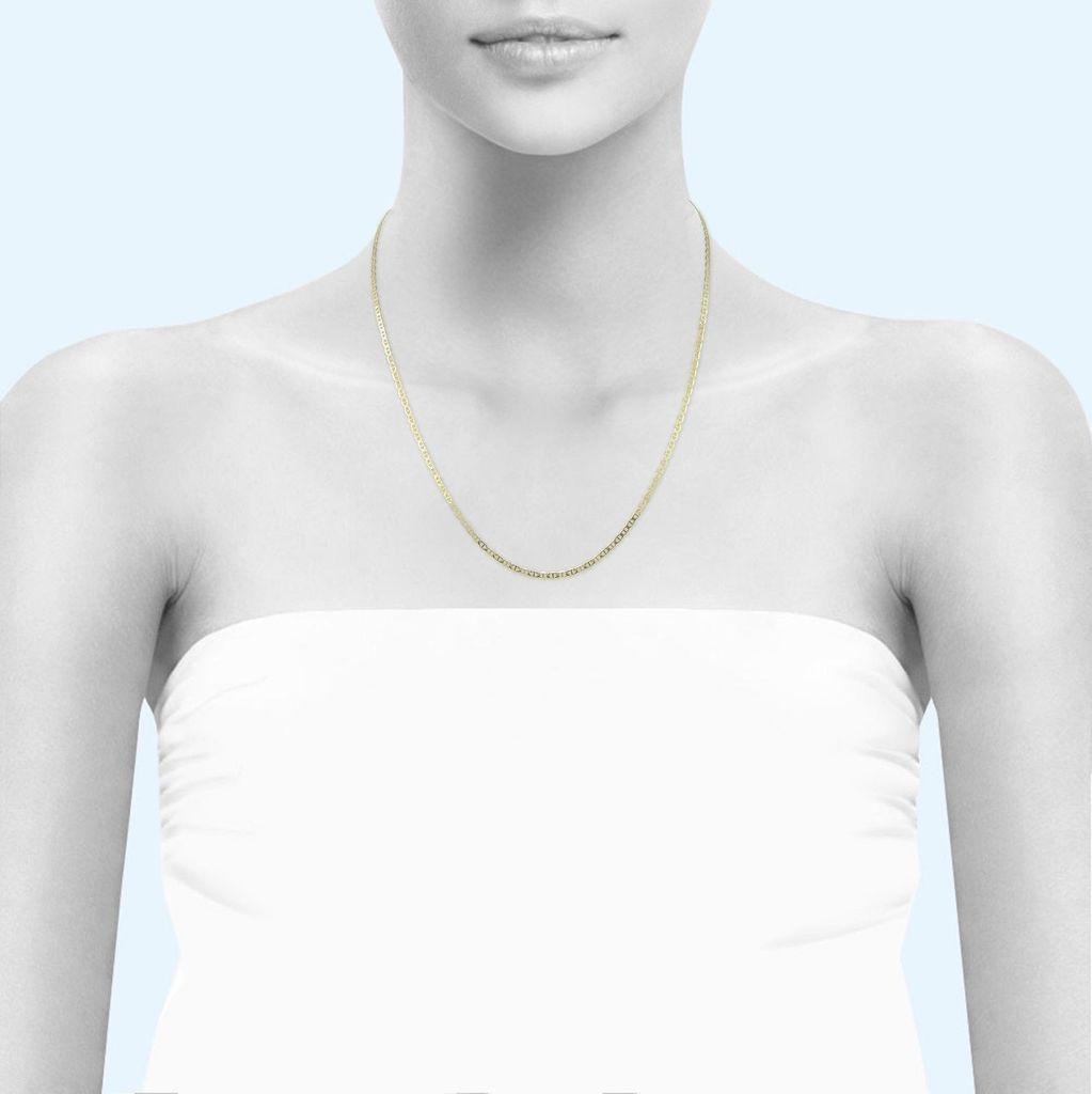 10K Yellow Gold 2mm Mariner Chain Necklace, 22 Inches U814