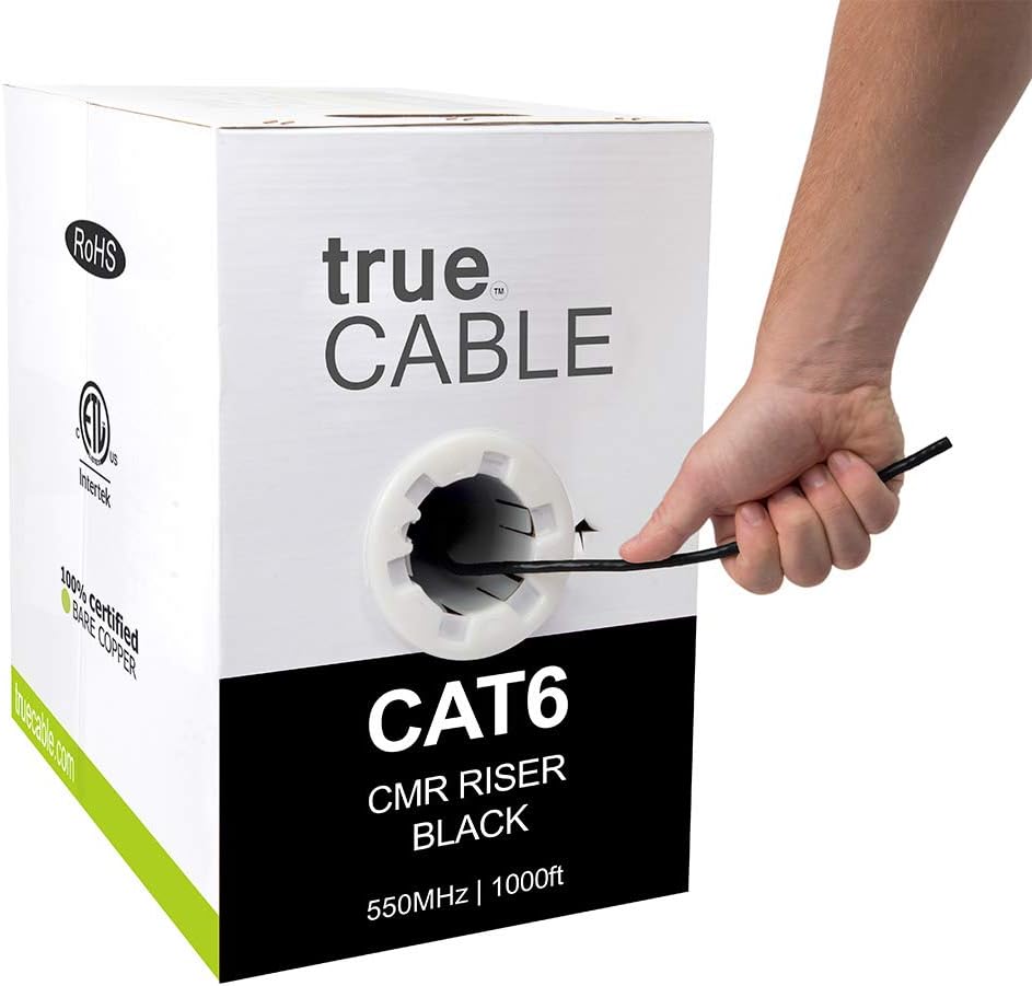 Cat6 Riser 1000ft Yellow 23AWG 4 Pair Solid Bare Copper Bulk Ethernet Cable Y692