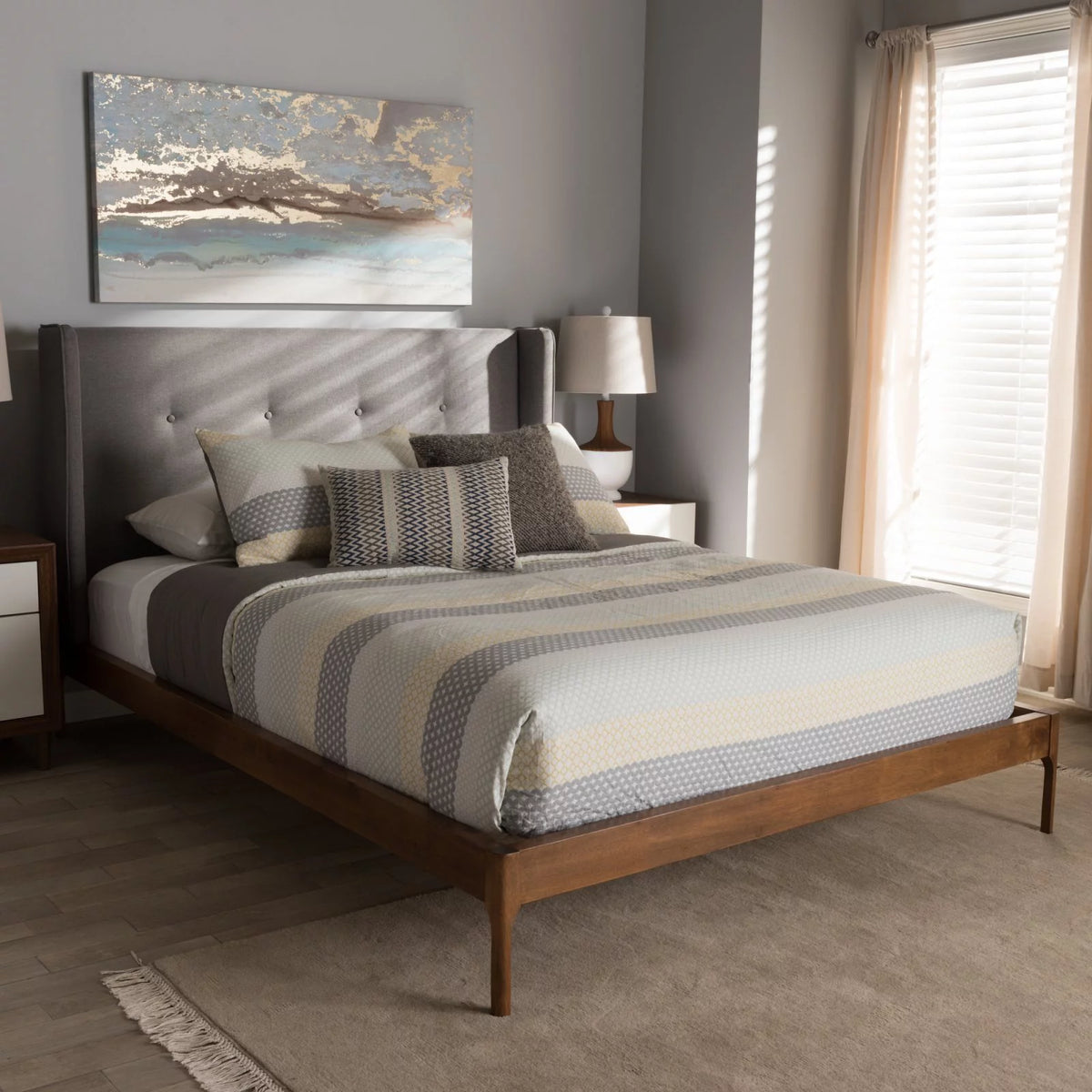 Walnut Wood Platform Bed G2983