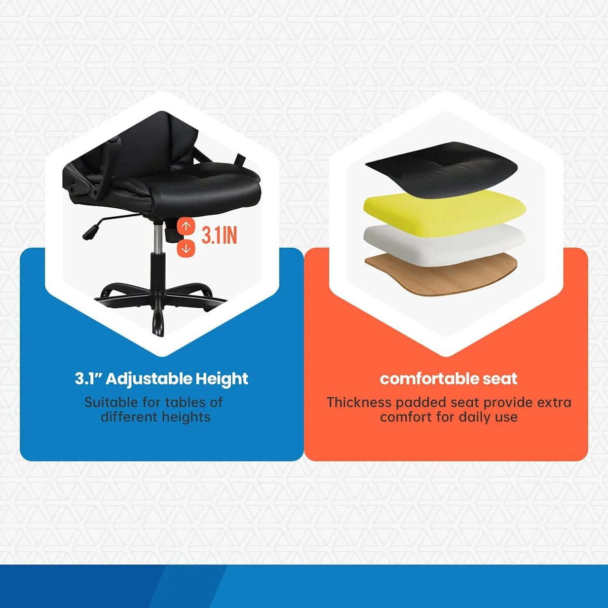 Black Ergonomic PU Leather Office Chair with Lumbar Support K127