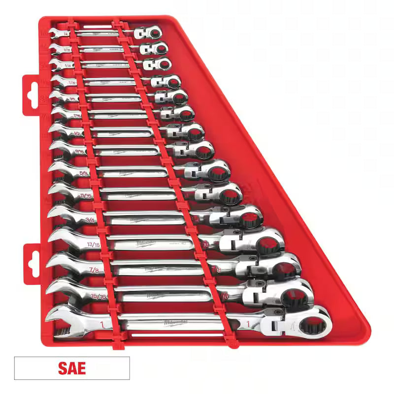 15-Piece Flex-Head Ratcheting Combination Wrench Set SAE G7151