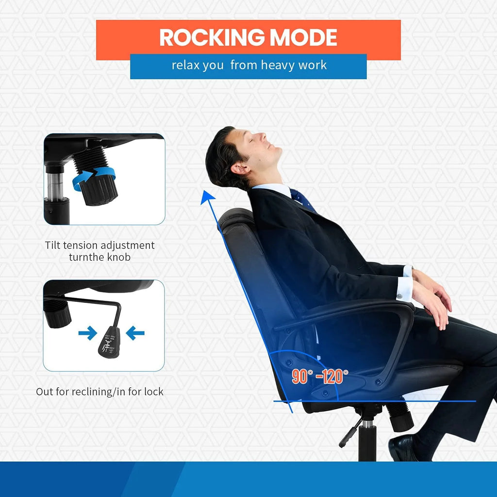 Black Ergonomic PU Leather Office Chair with Lumbar Support K127