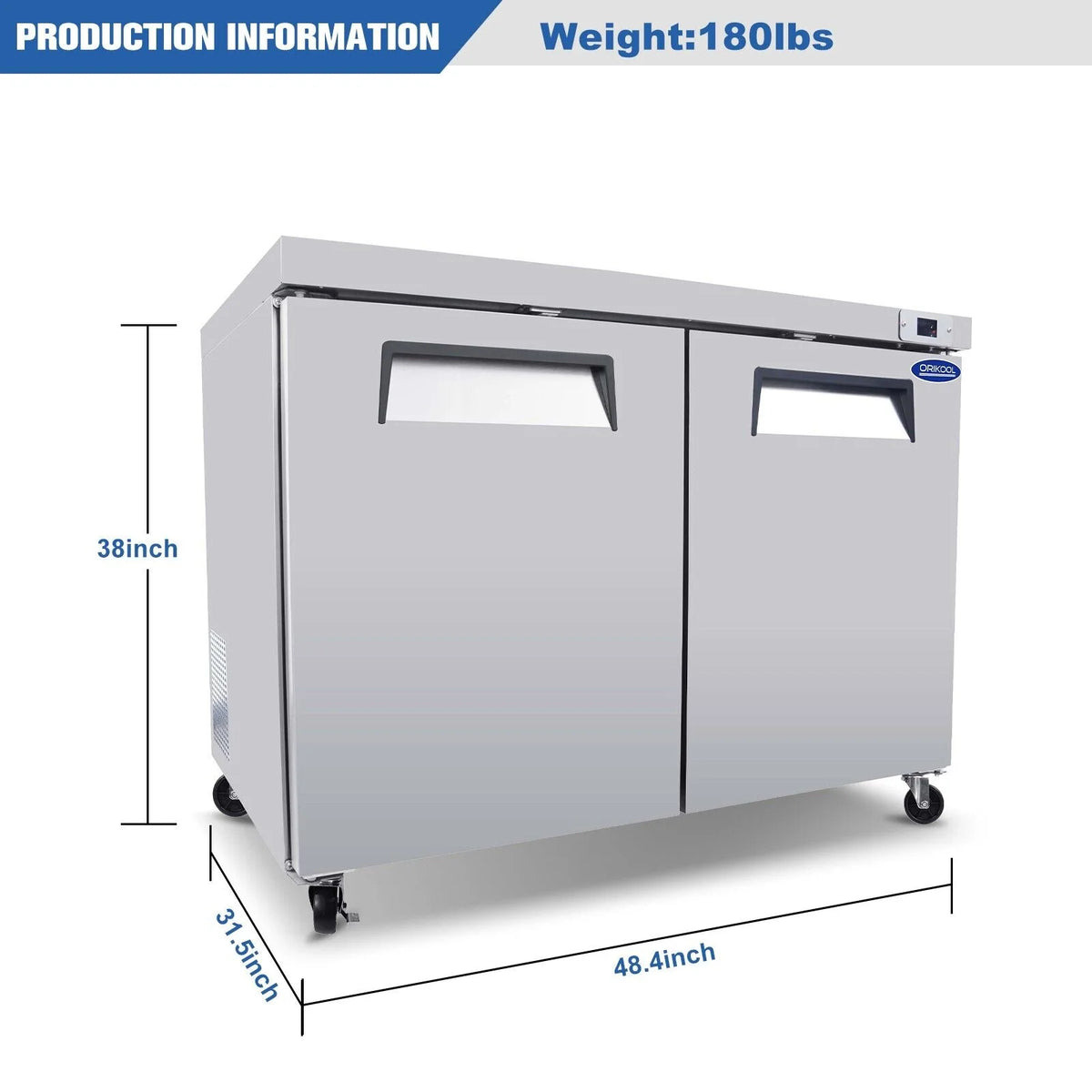 2-Door Stainless Steel Undercounter Work Top Freezer 14.1 Cu.Ft T2461