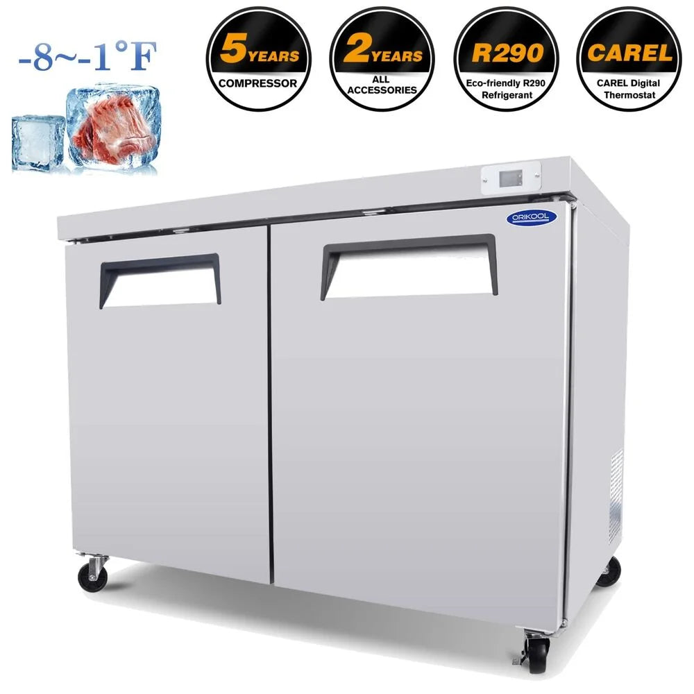2-Door Stainless Steel Undercounter Work Top Freezer 14.1 Cu.Ft T2461
