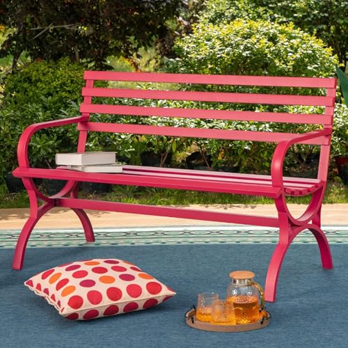 50-Inch Black Cast Iron Steel Garden Bench E503