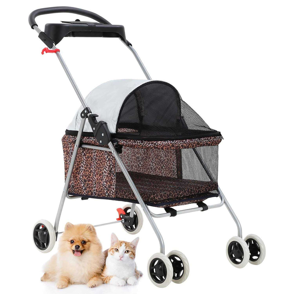 4 Wheels Folding Waterproof Portable Pet Stroller with Cup Holder Q616