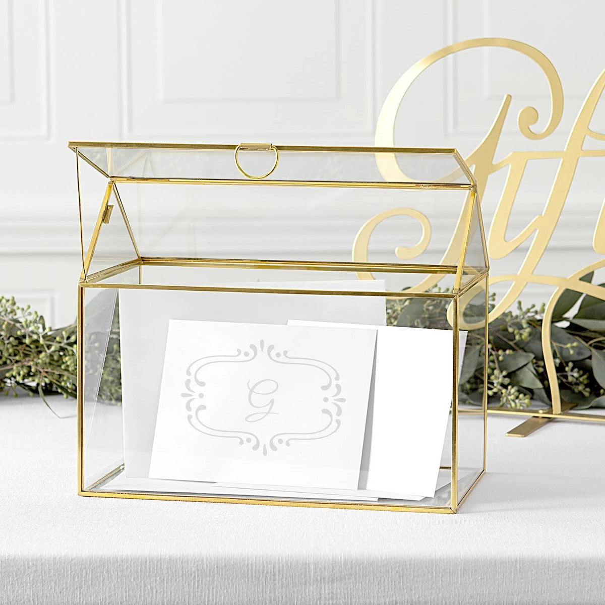 Gold Glass Terrarium Gift Card Holder Y887