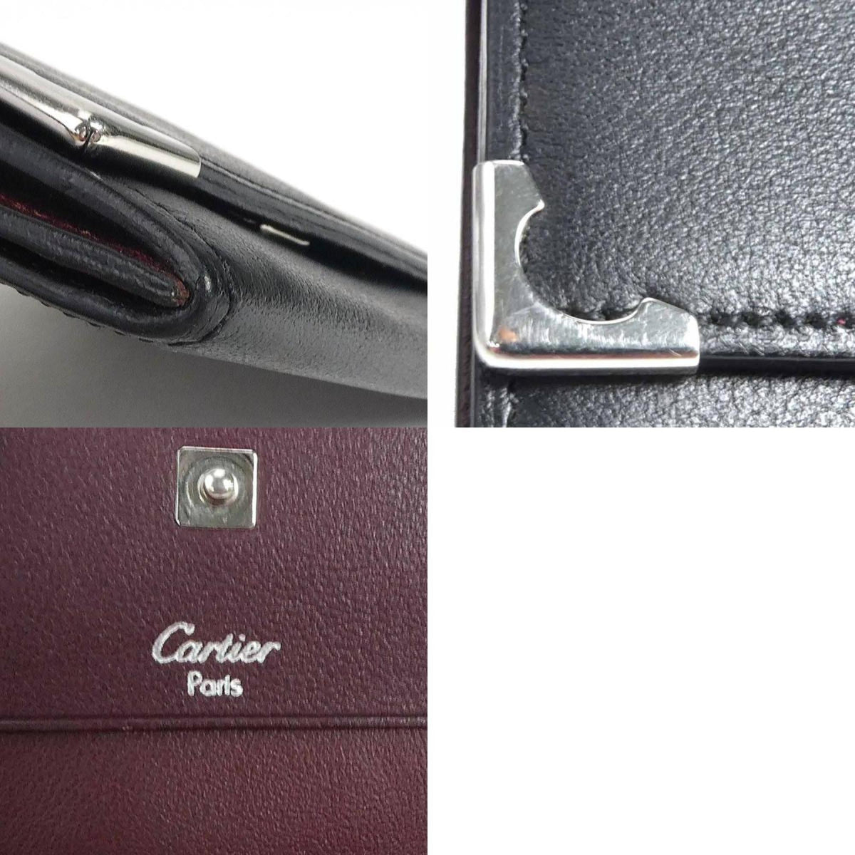 Coin Case Leather Black Silver N1672