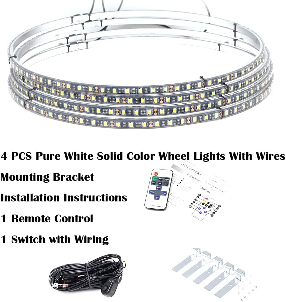 17IN Pure White LED Wheel Ring Light Kit 4PCS Single Row Waterproof P71449
