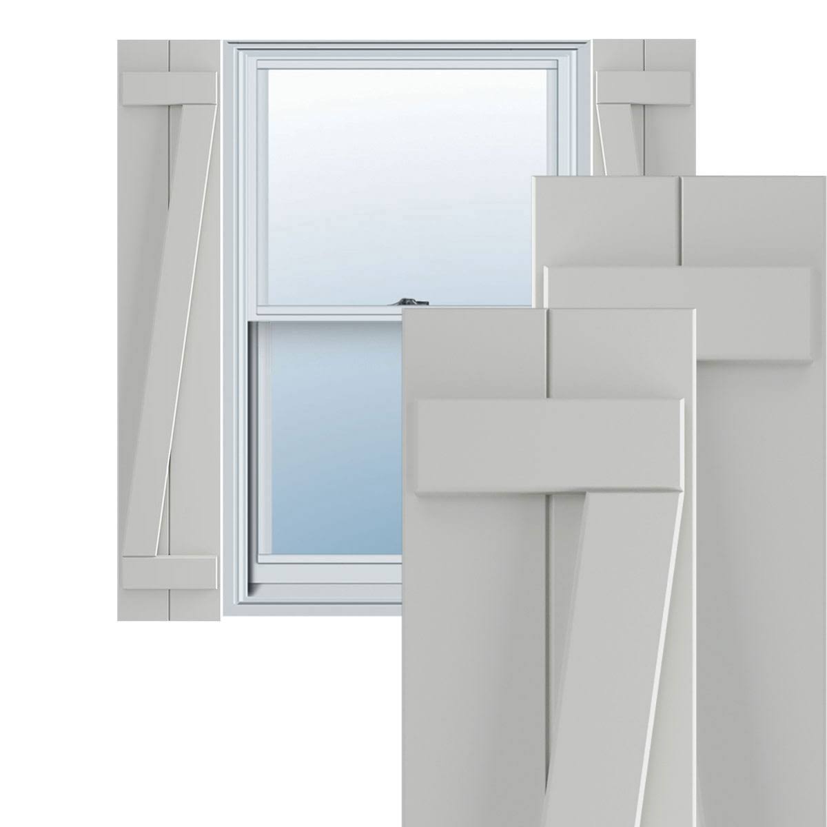 10-3/4x22 x 41x22 PVC Board and Batten Shutters with Z-Bar, Hailstorm Gray H823101