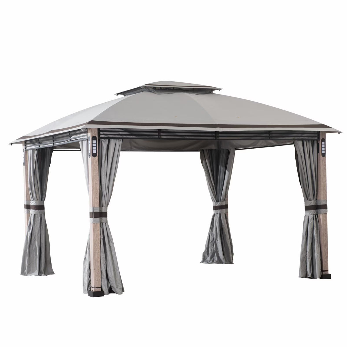 10 x 13 ft. Powder-coated Steel Frame 2-Tier Gazebo with LED Lighting and Bluetooth Sound T1169