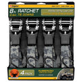 8 Ft x 1 In 1500 Lb Ratchet Tie Down Straps with S Hooks (4 Pack) L931