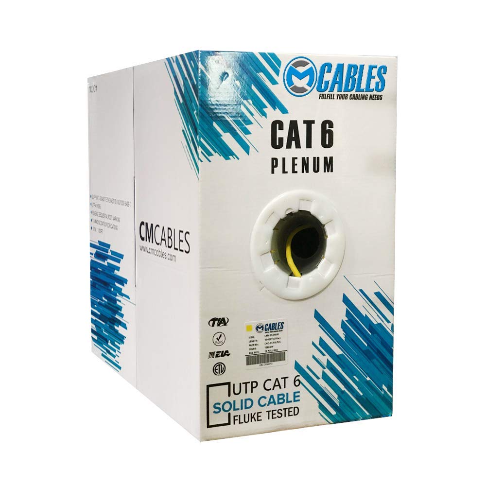 Cat6 Plenum 1000ft Cable 550 Mhz 23 AWG Black Yellow I661191