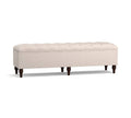 King Upholstered Storage Bench, Chenille Basketweave Pebble T452
