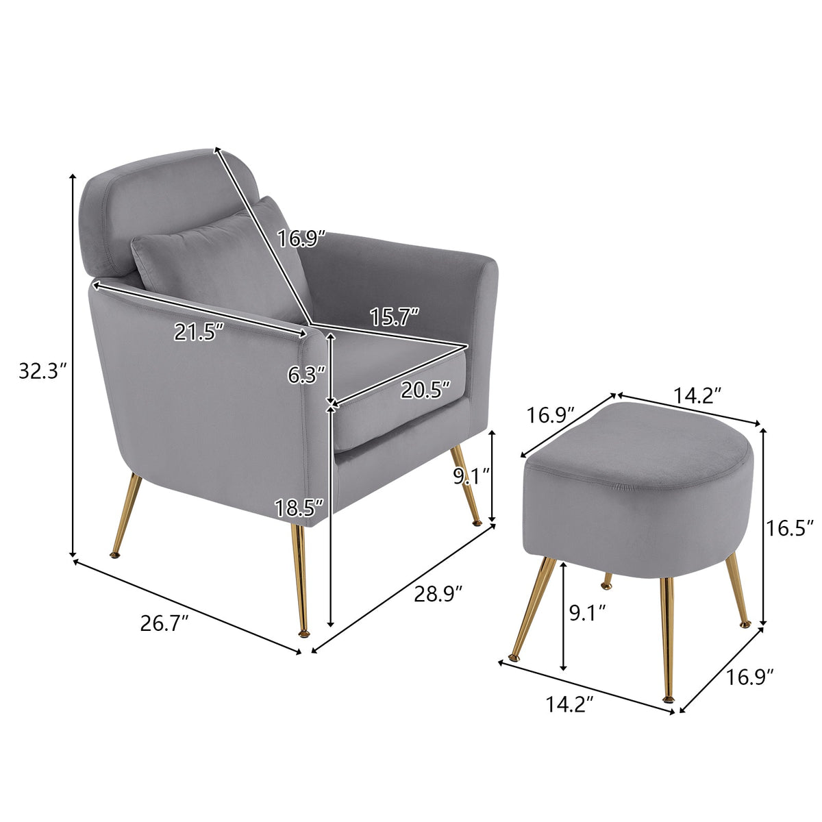 Dark Gray Flannelette Single Chair P5270