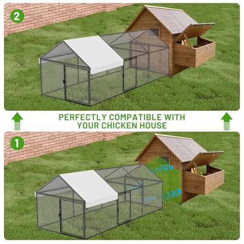 Metal Chicken Coop with Waterproof Cover, 79"x40"x40" Portable Poultry Cage H346