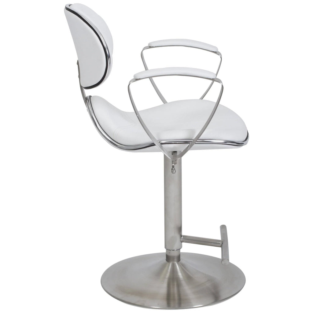 White Adjustable Height Swivel Bar Stool I892