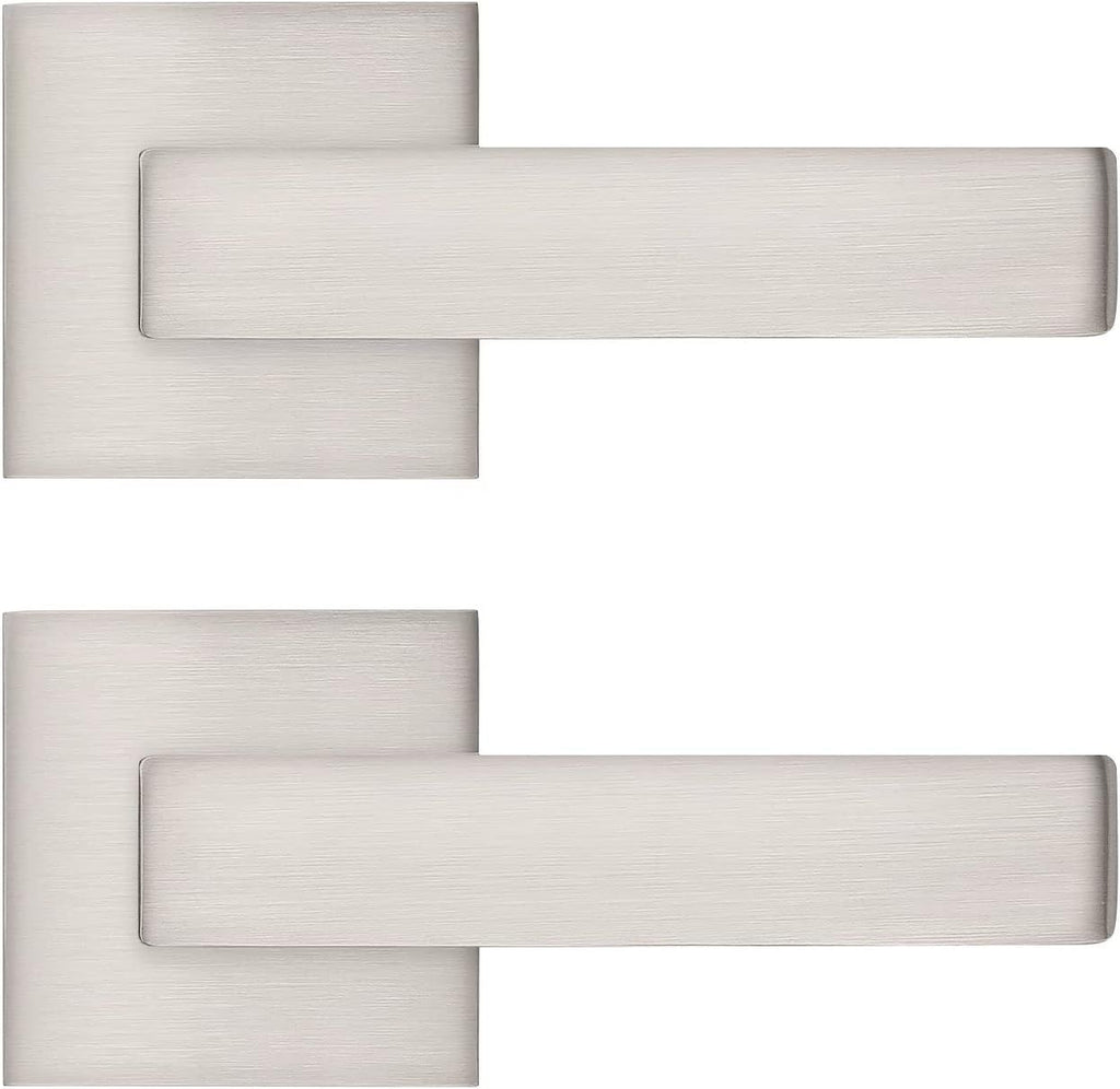 10 Pack Square Door Lever Passage Door Knob Lockset in Satin Nickel N52253