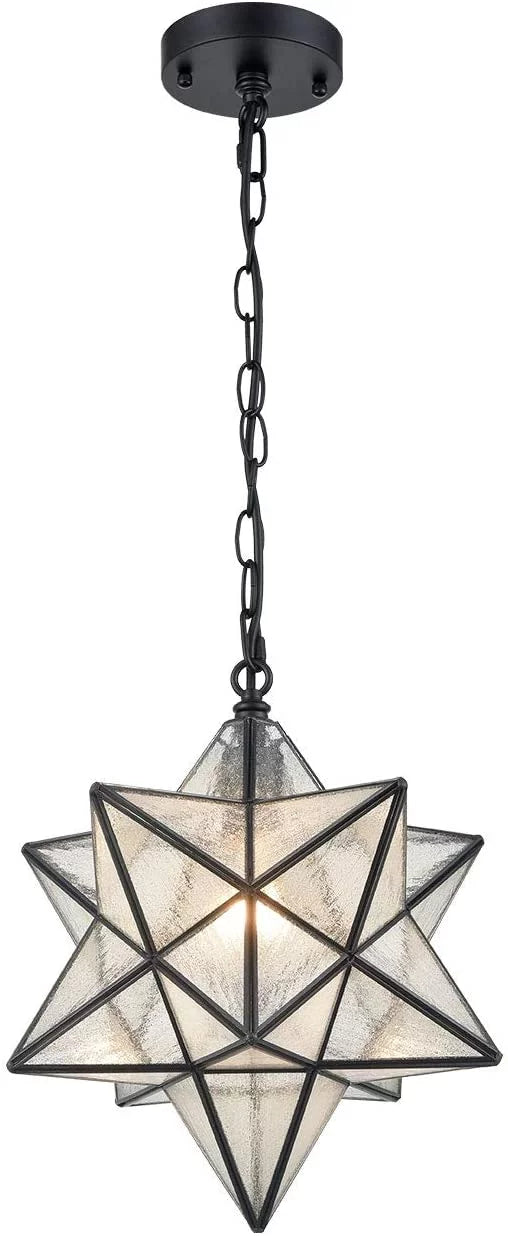 14'' Pendant Light with Seeded Glass and Hanging Chain W141632