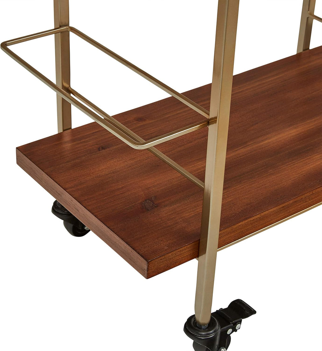 Modern Serving Cart Bronze and Walnut E529