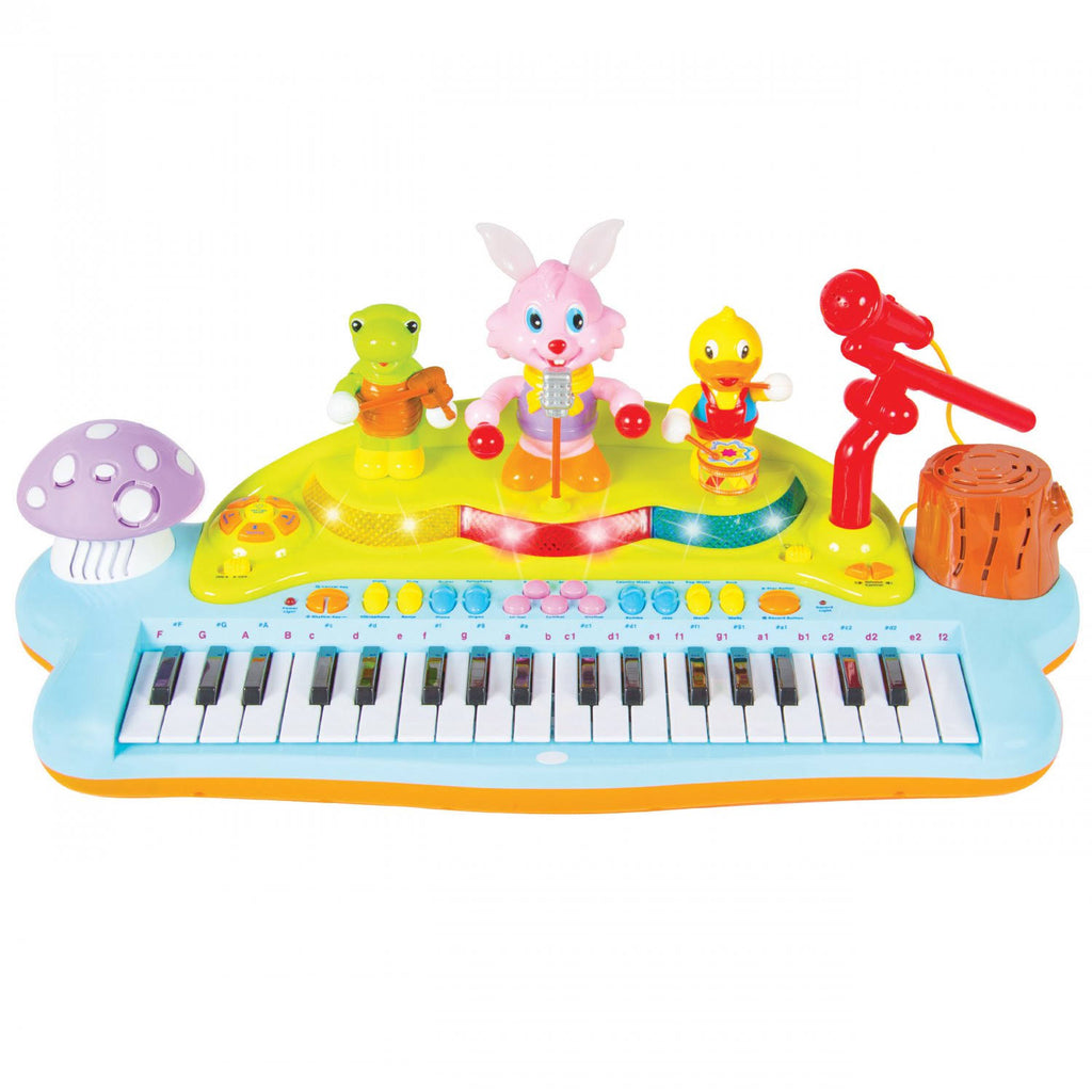 Kids Musical Electronic Keyboard Piano with Microphone, Stool, Teaching Light Up Keys J920