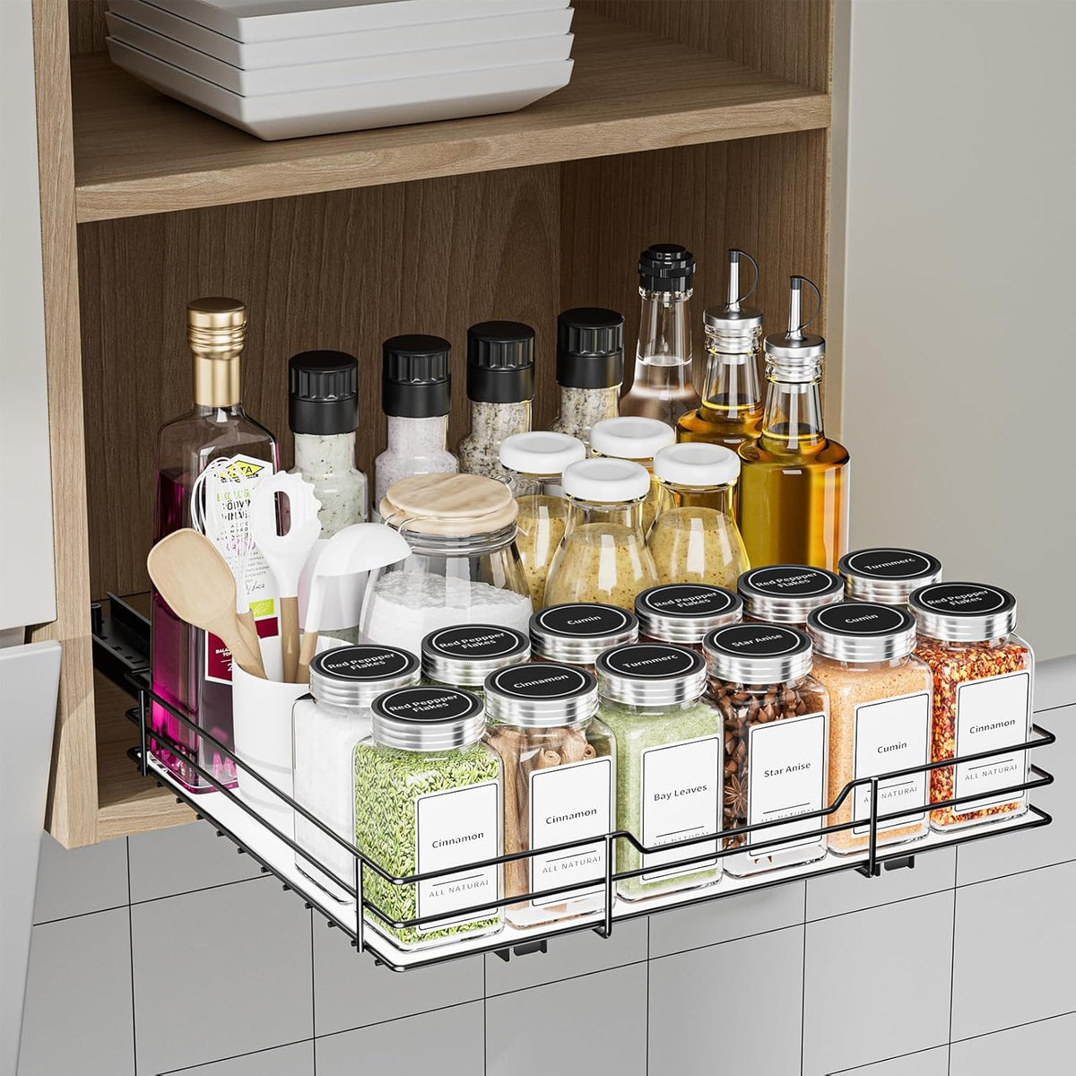 12.5''Wx10.5''Dx2.5''H Slide Out Spice Rack Organizer P94593