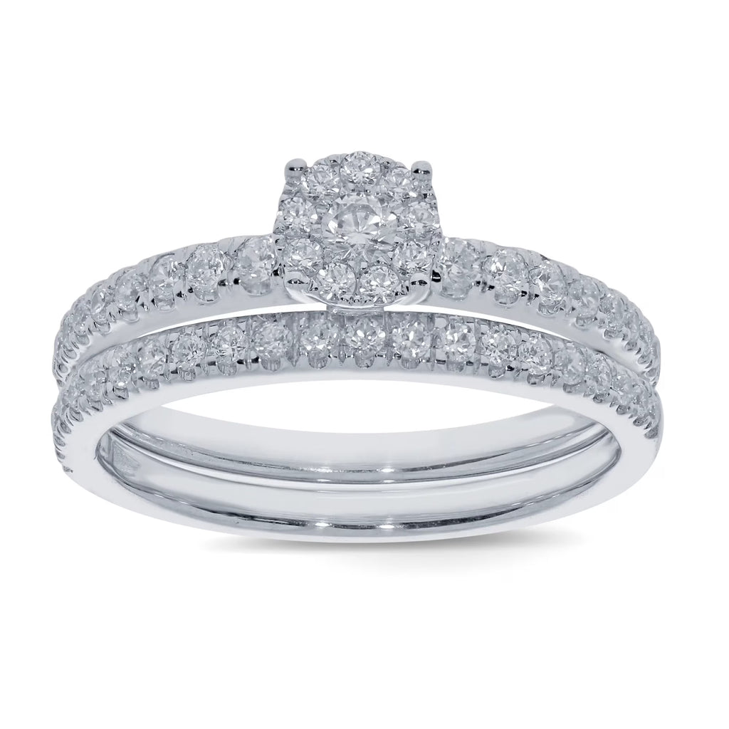 10K White Gold Diamond Engagement Ring Bridal Set S190