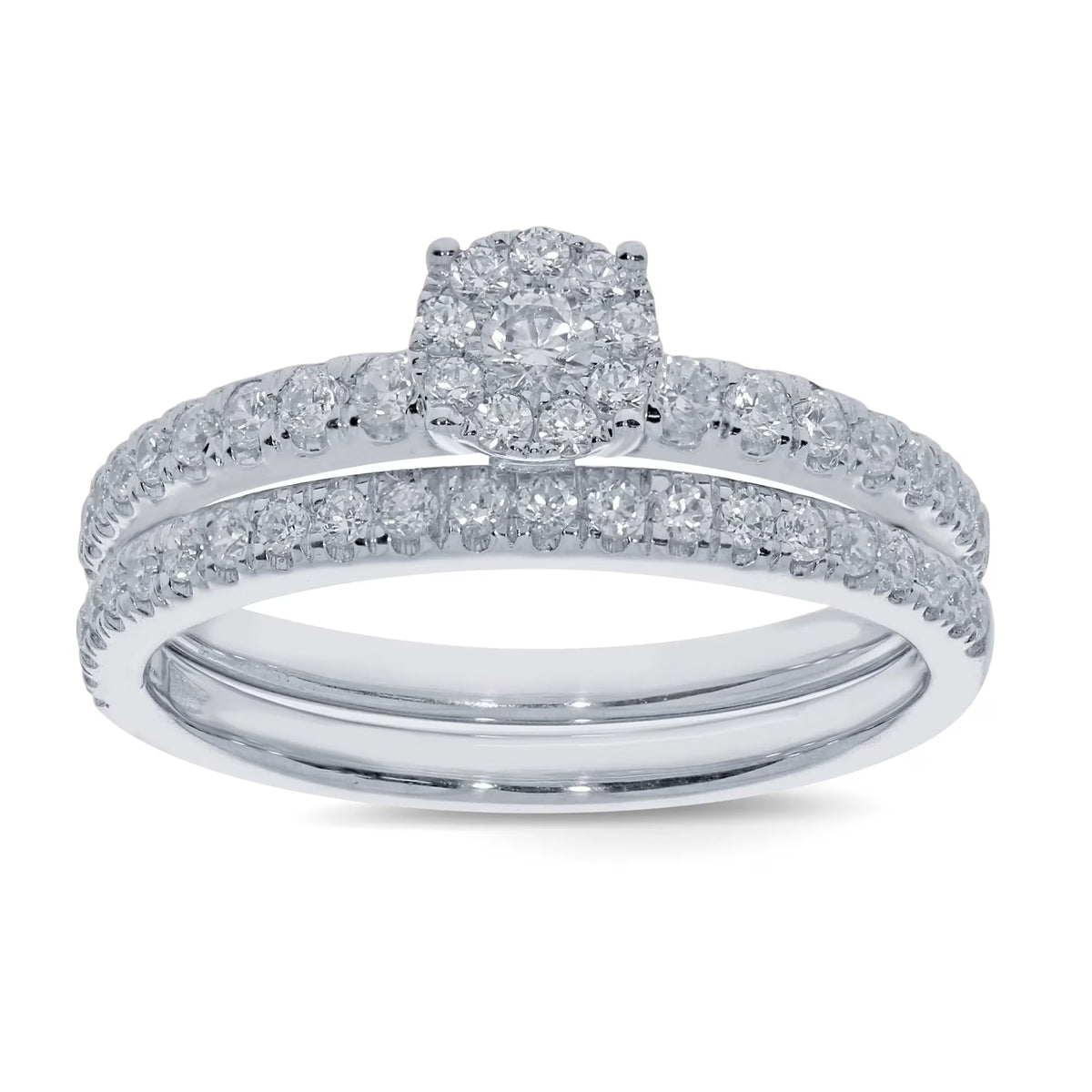 10K White Gold Diamond Engagement Ring Bridal Set S190