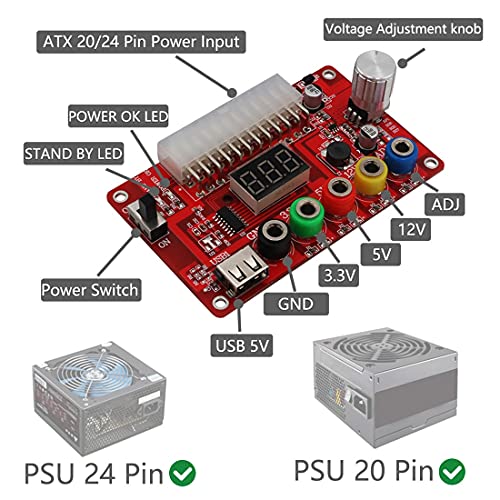 24 Pins ATX Power Supply Breakout Board and Acrylic Case Kit Module Adapter PC Power Connector R3225