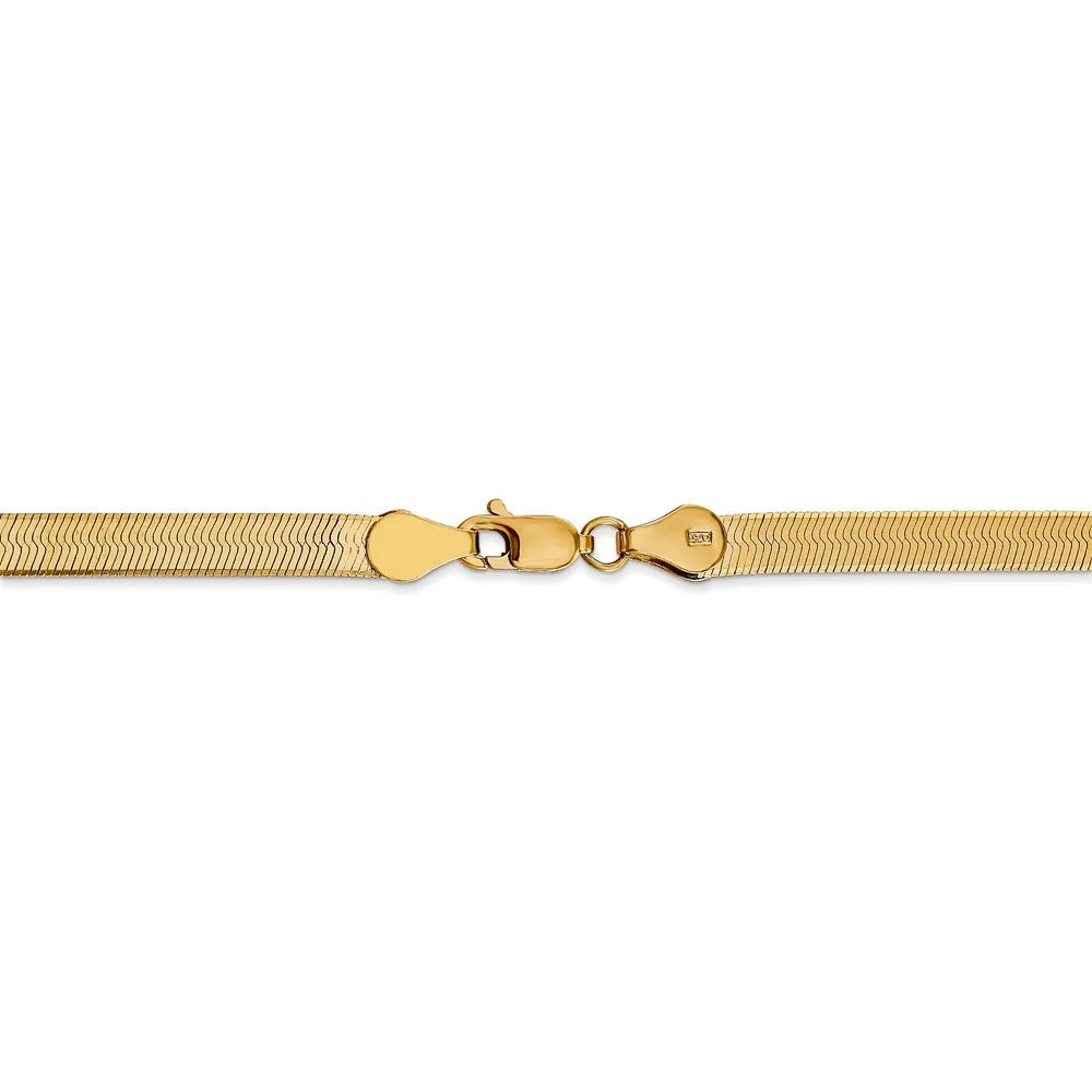 14 Karat Yellow Gold Herringbone Chain Bracelet Q803
