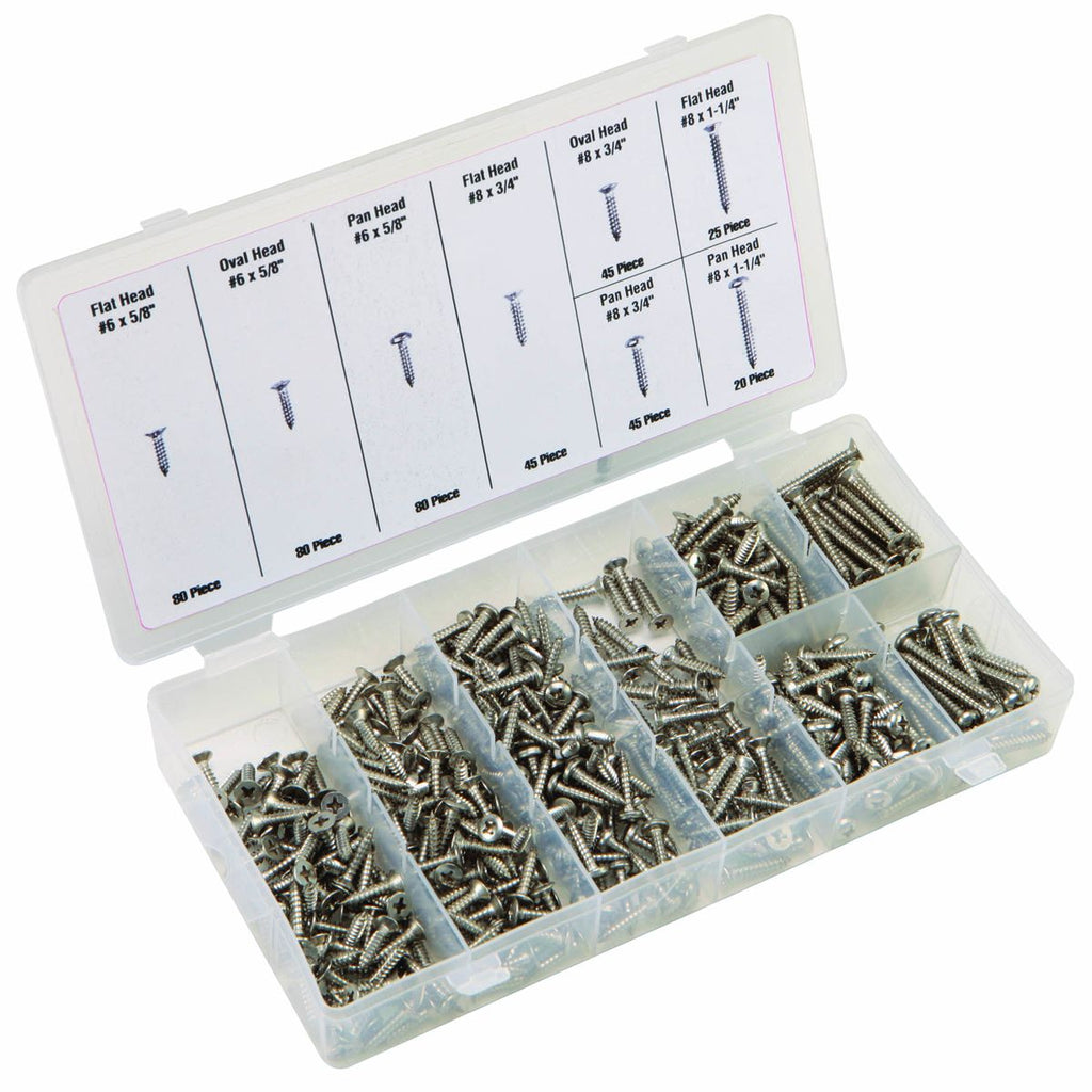 Stainless Steel Sheet Metal Screw Assortment, 320 Piece A485