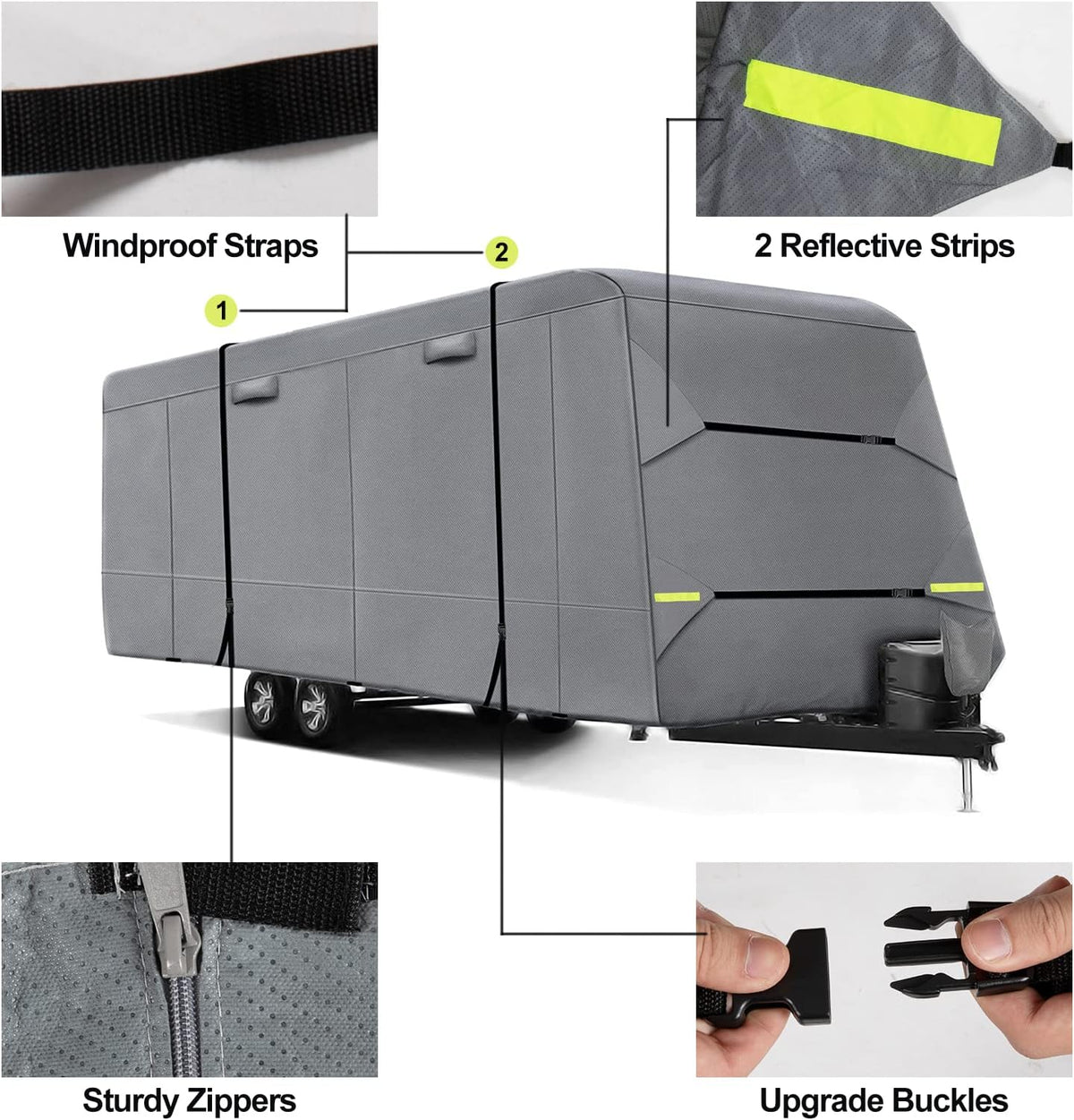 6 Layers RV Cover Anti-UV Windproof Ripstop Extra Thick Camper Cover S491277