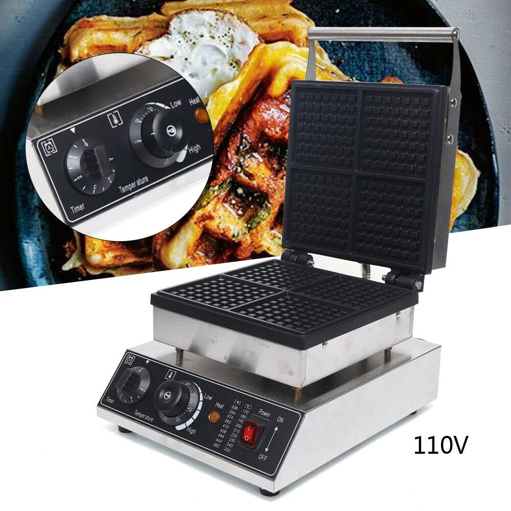 1750W 4Pcs Nonstick Square Stainless Steel Electric Waffle Maker Q12980