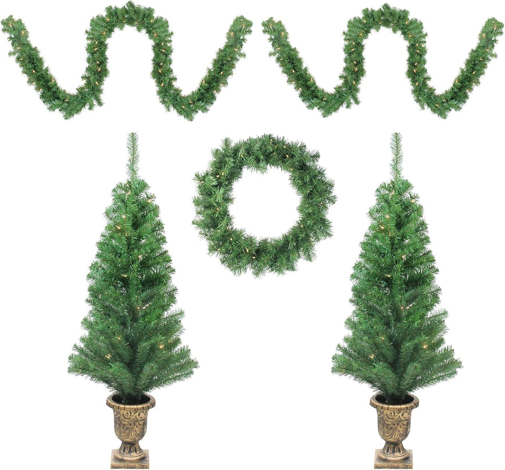 5-Piece Pre-Lit Artificial Christmas Set with Clear Lights M664