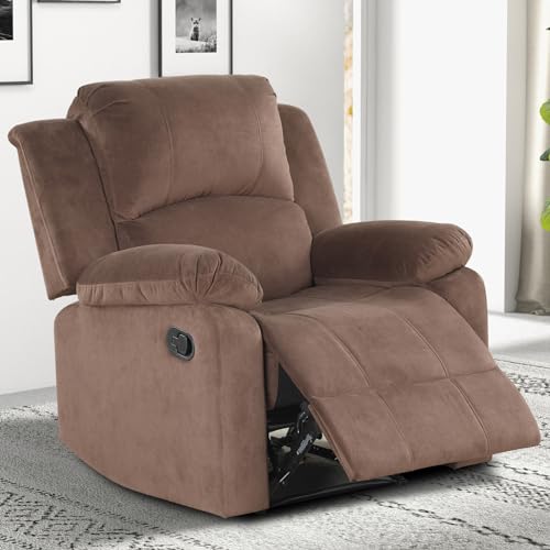 Brown Manual Recliner Chair with Padded Headrest and Armrest A32160