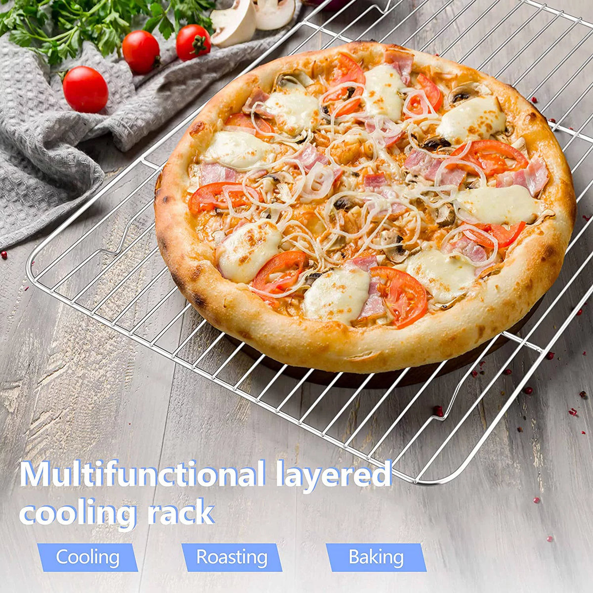 16 inch Stainless Steel Baking Sheet with Rack & Mat Set of 6 V12327
