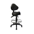 Adjustable Saddle Stool with Backrest, PU Leather, Black M1454