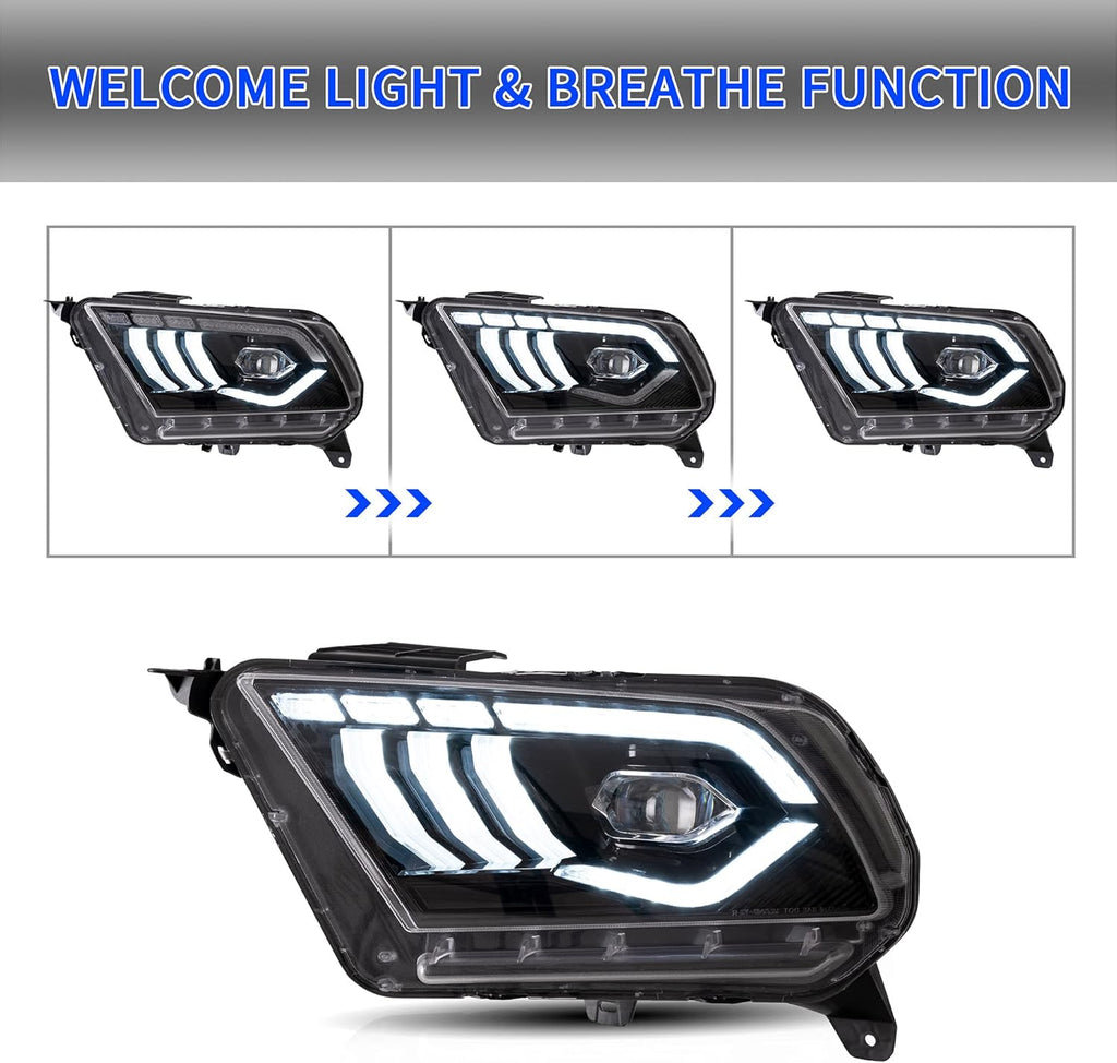 LED Headlights for 2010-2014 Ford Mustang with Dynamic DRL & Sequential Turn Signal P312839