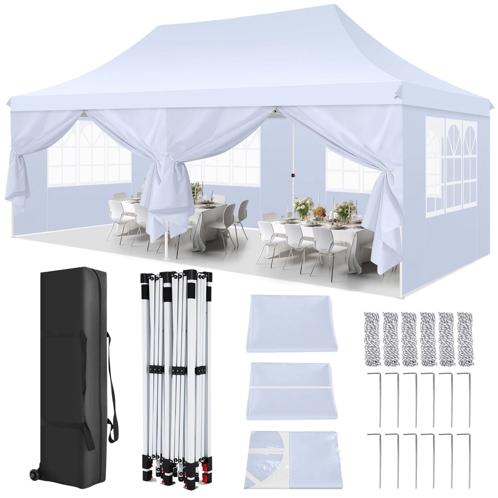 10' x 20' Pop up Canopy Tent with 6 Removable Sidewalls & Carry Bag M6761